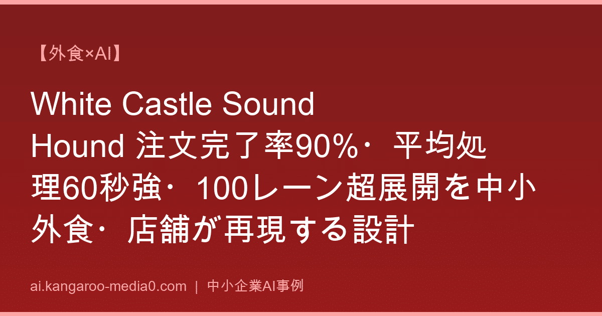【外食×AI】White Castle SoundHound 注文完了率90%・平均処理60秒強・100レーン超展開を中小外食・店舗が再現する設計