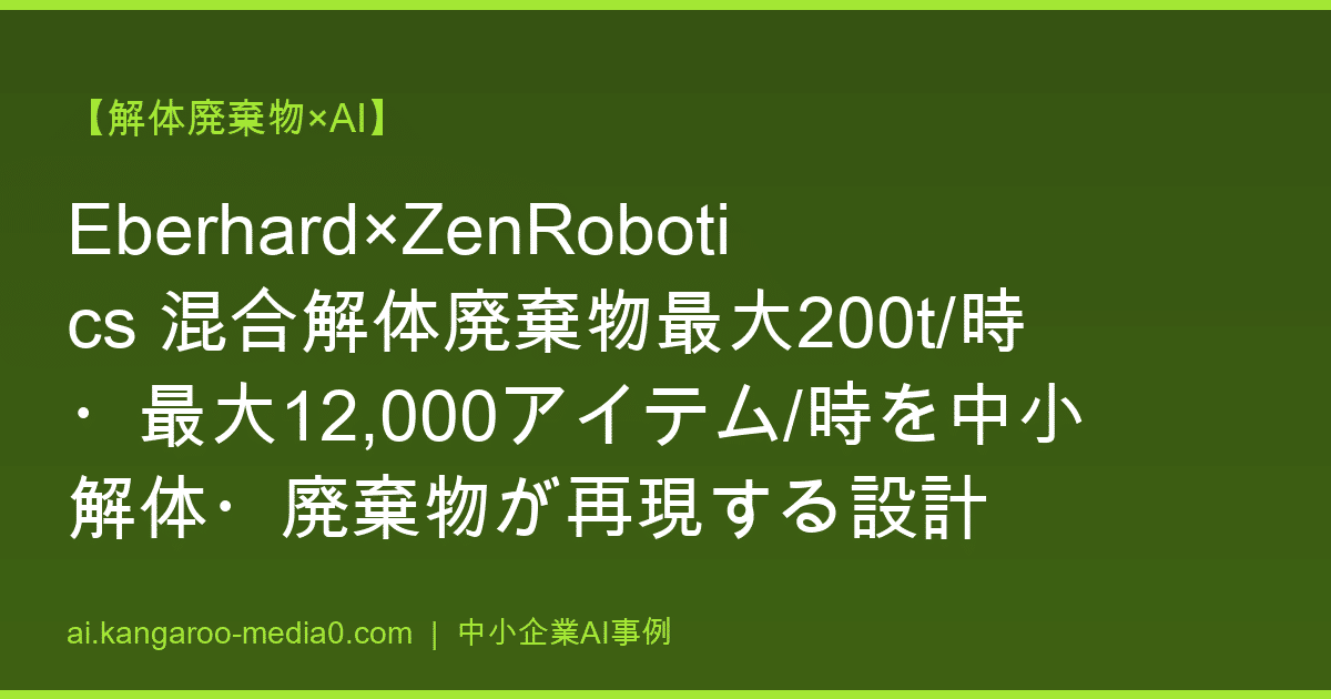 【解体廃棄物×AI】Eberhard×ZenRobotics 混合解体廃棄物最大200t/時・最大12,000アイテム/時を中小解体・廃棄物が再現する設計