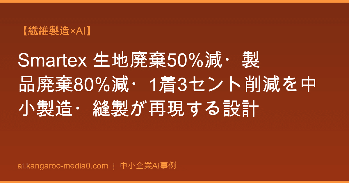 【繊維製造×AI】Smartex 生地廃棄50%減・製品廃棄80%減・1着3セント削減を中小製造・縫製が再現する設計
