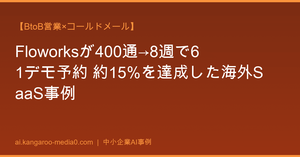 【BtoB営業×コールドメール】Floworksが400通→8週で61デモ予約 約15%を達成した海外SaaS事例