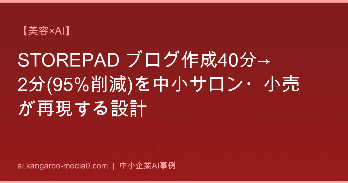 【美容×AI】STOREPAD ブログ作成40分→2分(95%削減)を中小サロン・小売が再現する設計