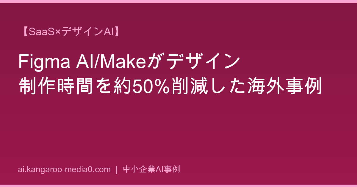 【SaaS×デザインAI】Figma AI/Makeがデザイン制作時間を約50%削減した海外事例