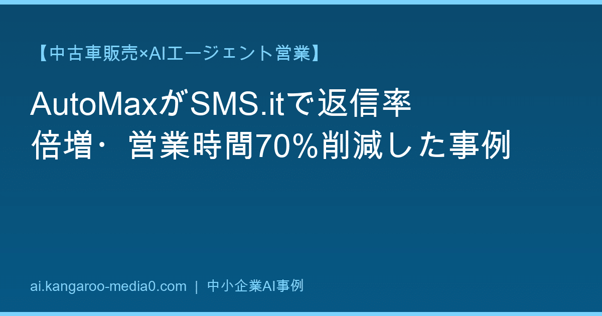 【中古車販売×AIエージェント営業】AutoMaxがSMS.itで返信率倍増・営業時間70%削減した事例