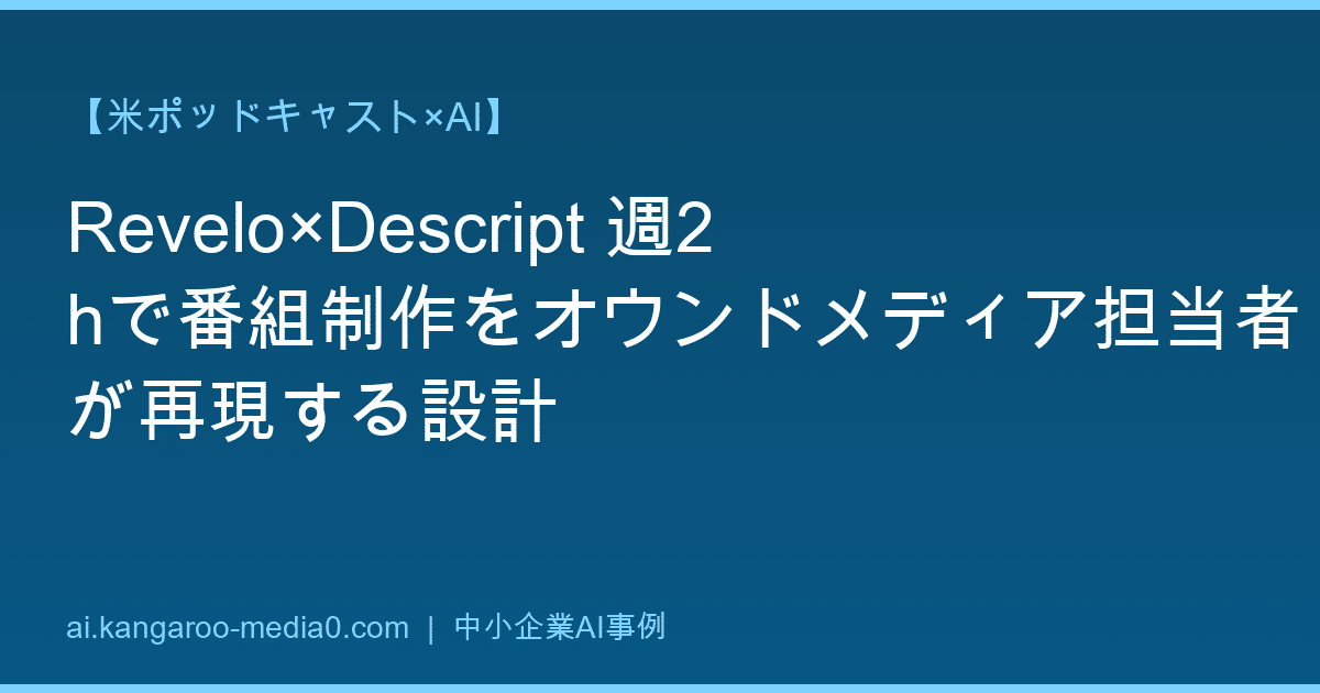 【米ポッドキャスト×AI】Revelo×Descript 週2hで番組制作をオウンドメディア担当者が再現する設計
