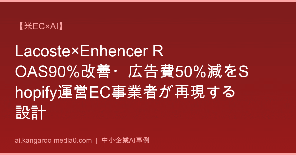 【米EC×AI】Lacoste×Enhencer ROAS90%改善・広告費50%減をShopify運営EC事業者が再現する設計