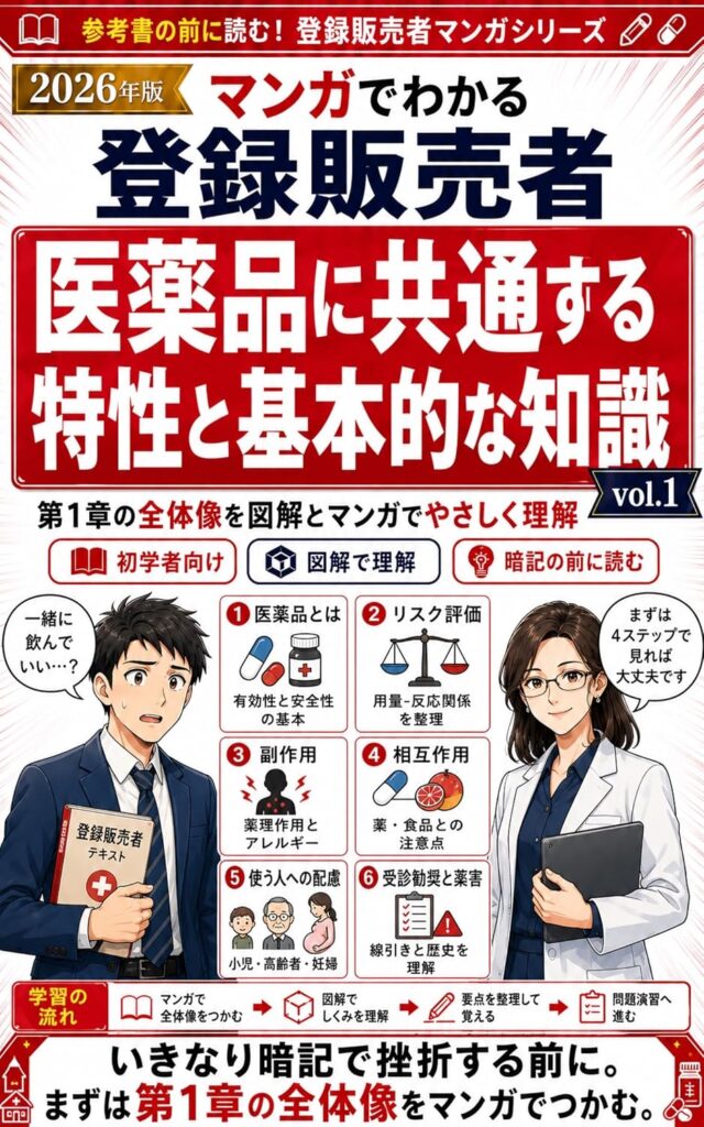 2026年版 マンガでわかる登録販売者「第1章 医薬品の基本」効く薬には害もある